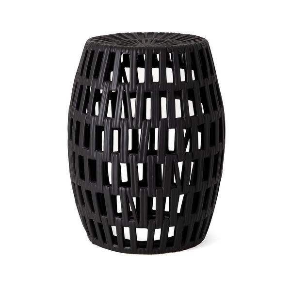 Shop 17 25 Black Ceramic Ludwick Hand Cut Garden Stool On Sale
