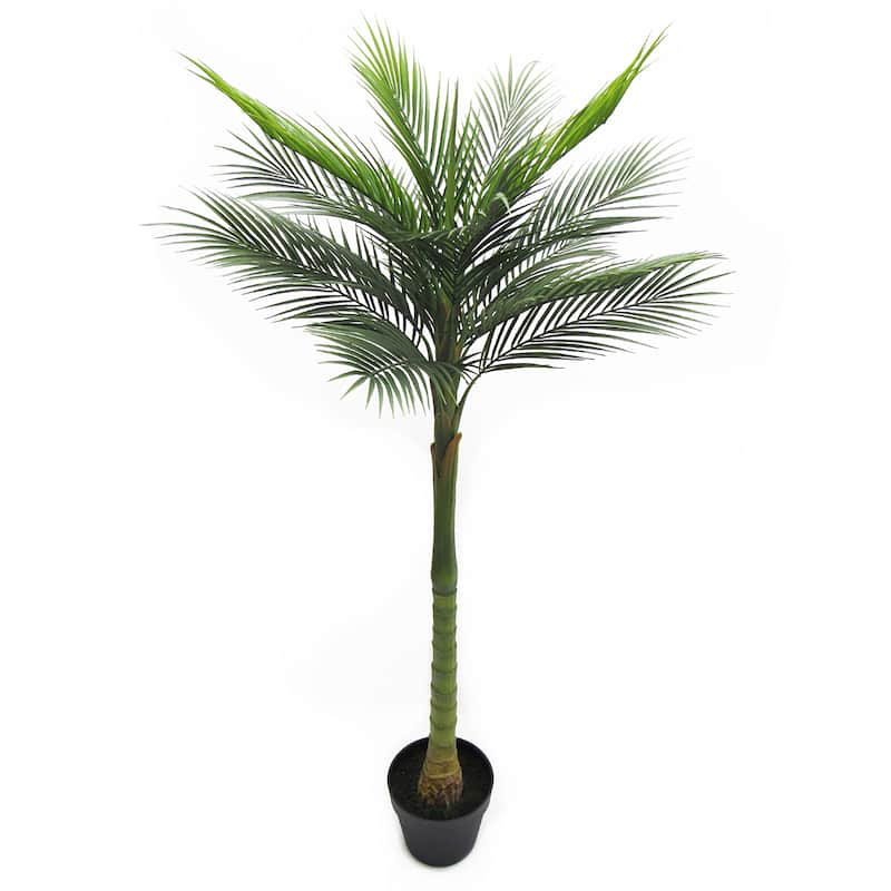 4.25ft Artificial Areca Palm Tree Tropical Plant in Black Pot 50" H x