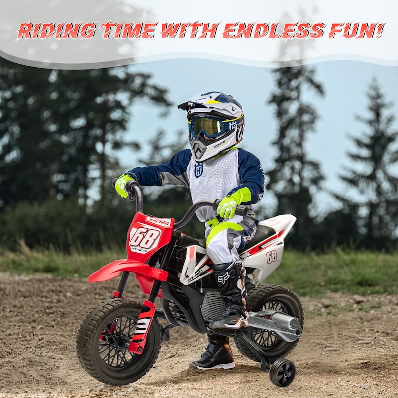 12V Kids Electric Motorcycle Dirt Bike, Battery-Powered Ride on Motorbike for Kids Best Gift