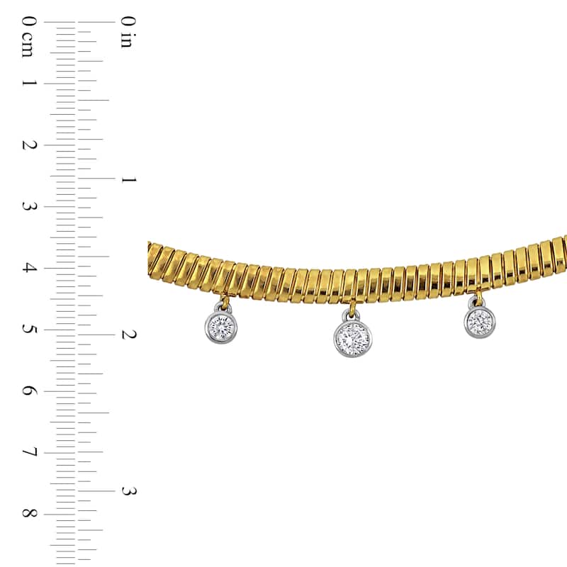 Miadora 2 3/8ct TGW Cubic Zirconia 4.5mm Omega Station Necklace in Yellow Silver-17 in