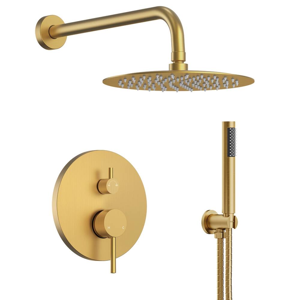 Pressure Balance Shower System with 10" Rainfall Shower Faucet and Handheld Shower Spray