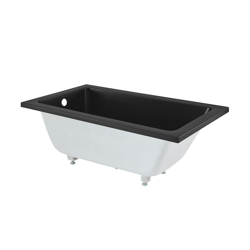 Lausanne 54"X30" Reversible Drain Drop-In Bathtub In Matte Black - 30x54 Reversible