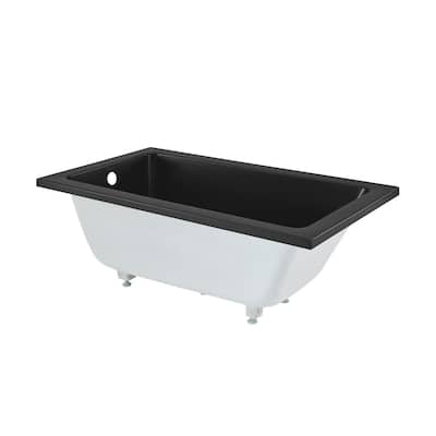 Lausanne 54"X30" Reversible Drain Drop-In Bathtub In Matte Black - 30x54 Reversible