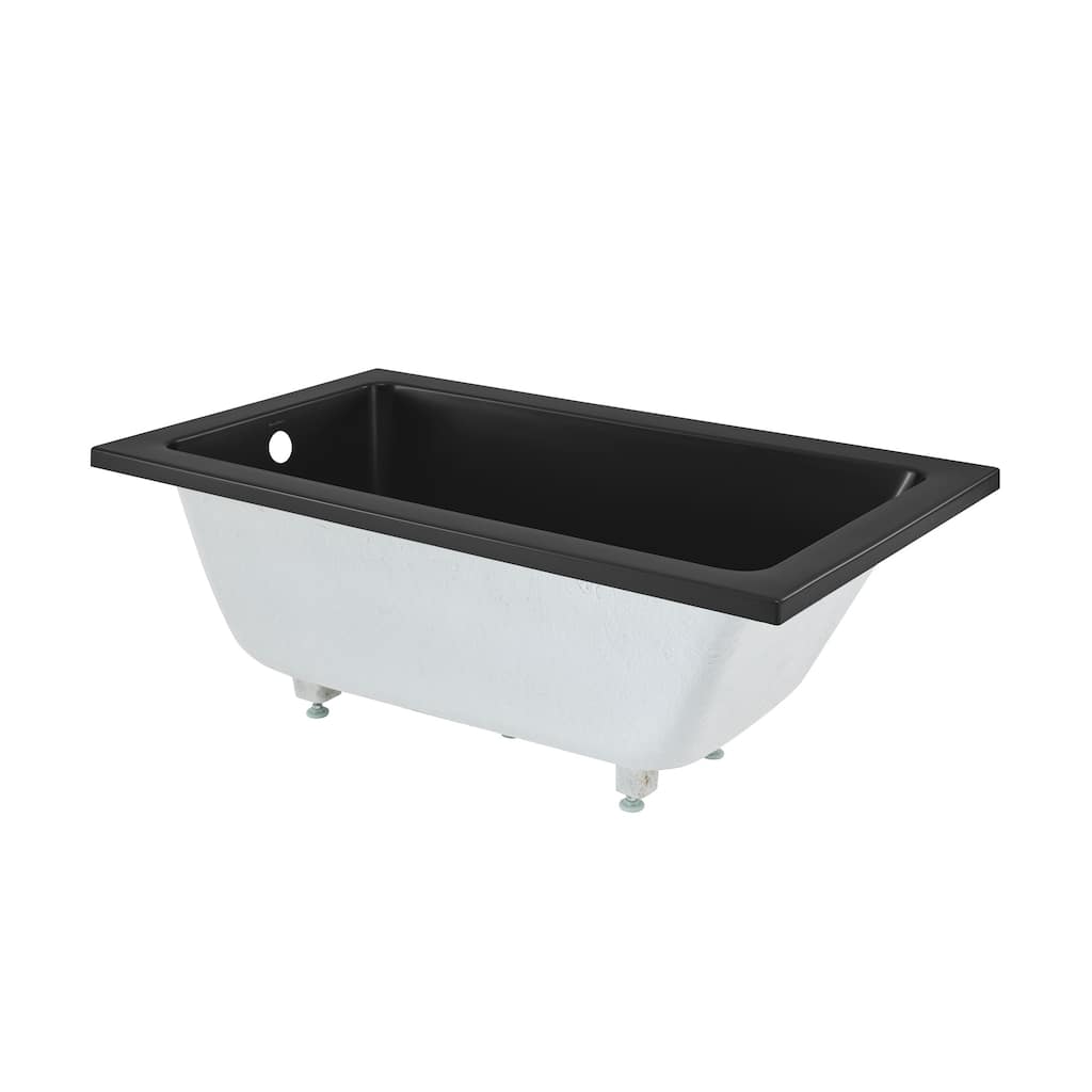 Voltaire 54"X30" Reversible Drain Drop-In Bathtub In Matte Black - 54x30 Reversible