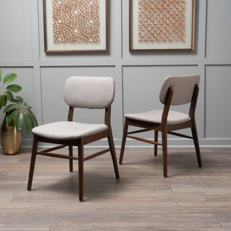 Modern Set of 2 Dining Chairs with Backrest Upholstered Seat, Rubberwood Legs, for Dining Room Living Room and Bedroom