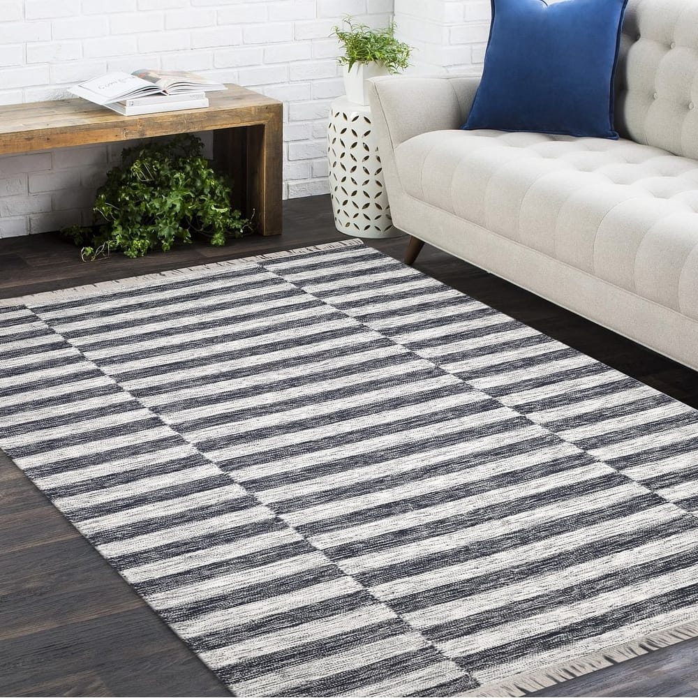 Overton Handmade Modern Contemporary Striped Area Rug