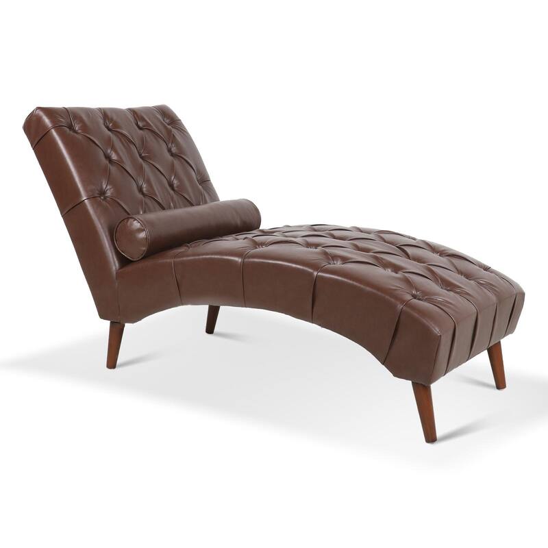 Christopher Knight Home - Arlo Upholstered Chaise Lounge with Rolling Pillow and Birch Legs