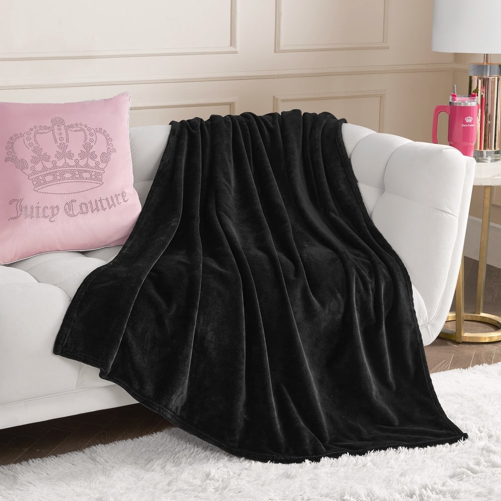Juicy Couture Solid Plush Throw Blankets
