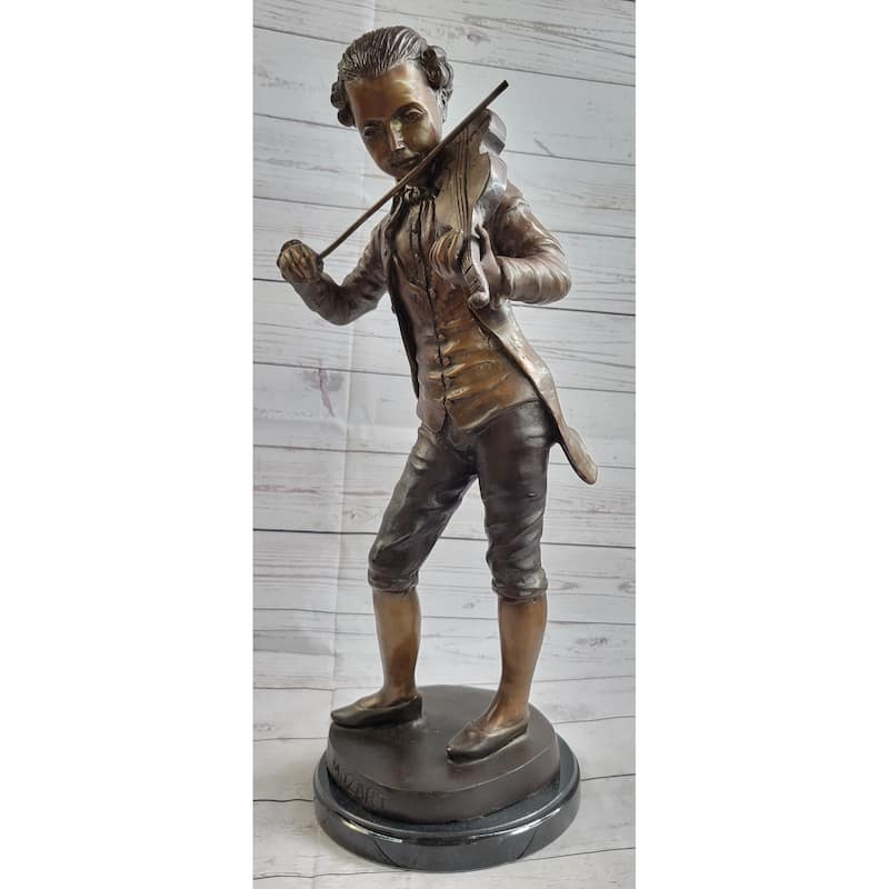 Imitative Wolfgang Amadeus Mozart Clical Composer Bronze Metal Statue Sculpture Signed Numbered Art