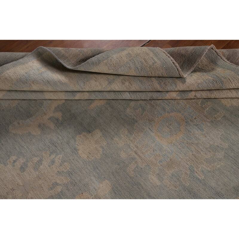 Vegetable Dye Blue Oushak Turkish Rug Handmade Oriental Wool Carpet - 8'10"x 11'8"