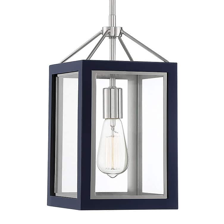 Savoy House Carlton 8" Wide Mini Pendant - Navy / Polished Nickel