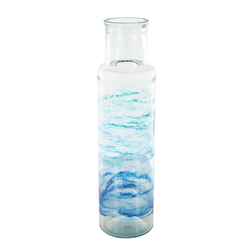 Blue Recycled Glass Ombre Abstract Vase