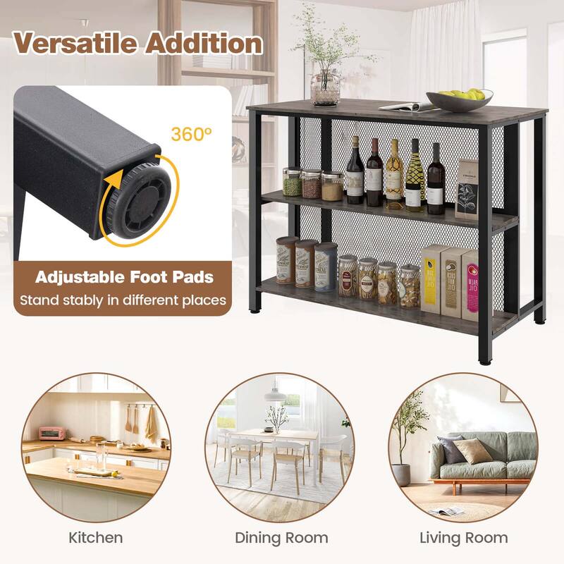Costway 36" Tall 3-Tier Bar Table with Storage Metal Frame Adjustable - See Details