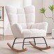 preview thumbnail 1 of 33, HOMYKA Teddy Rocking Chair Nursery Glider Modern Accent Armchair with High Backrest White