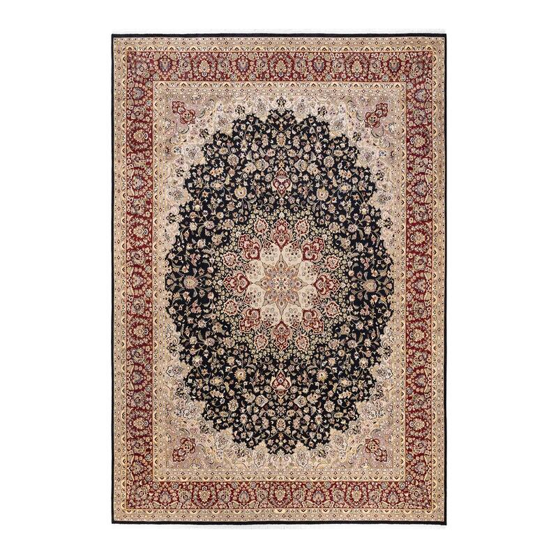 Overton Hand Knotted Wool Vintage Inspired Traditional Mogul Black Area Rug - 9 x 12