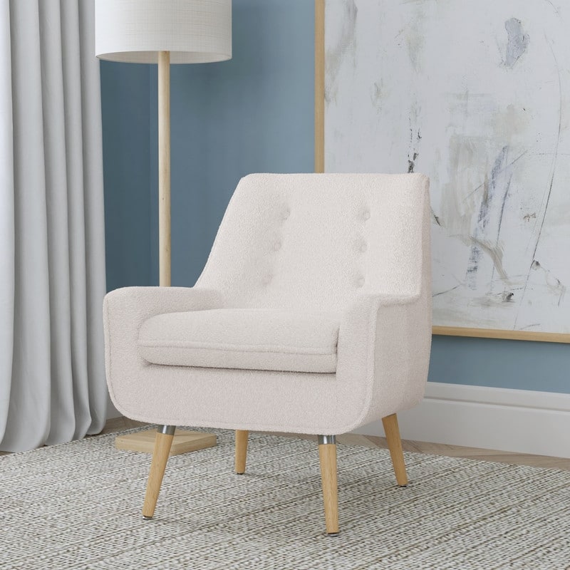 Linon Arlo White Faux Sherpa Accent Chair