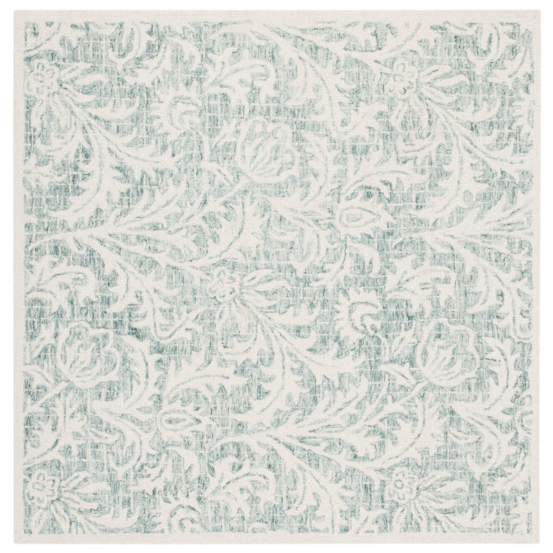 SAFAVIEH Handmade Micro-Loop Jordyn Wool Rug - 5' Square - Grey/Ivory