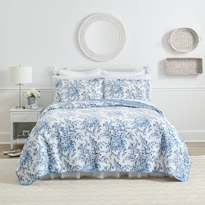 Laura Ashley Bedford Cotton Reversible Quilt Set