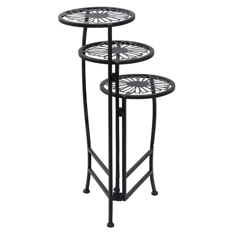 White or Black Metal Indoor Outdoor 3 Tier Floral Plantstand