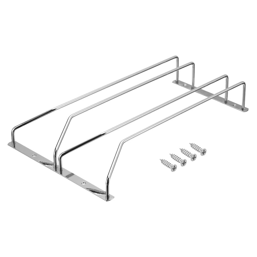 Wine Glass Rack Under Cabinet 14-Inch for Shelf Kitchen 2 Rows, Silver