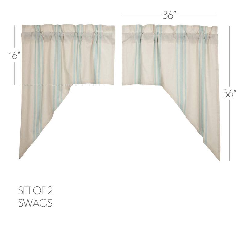 Grain Sack Aqua Swag Set of 2 36x36x16