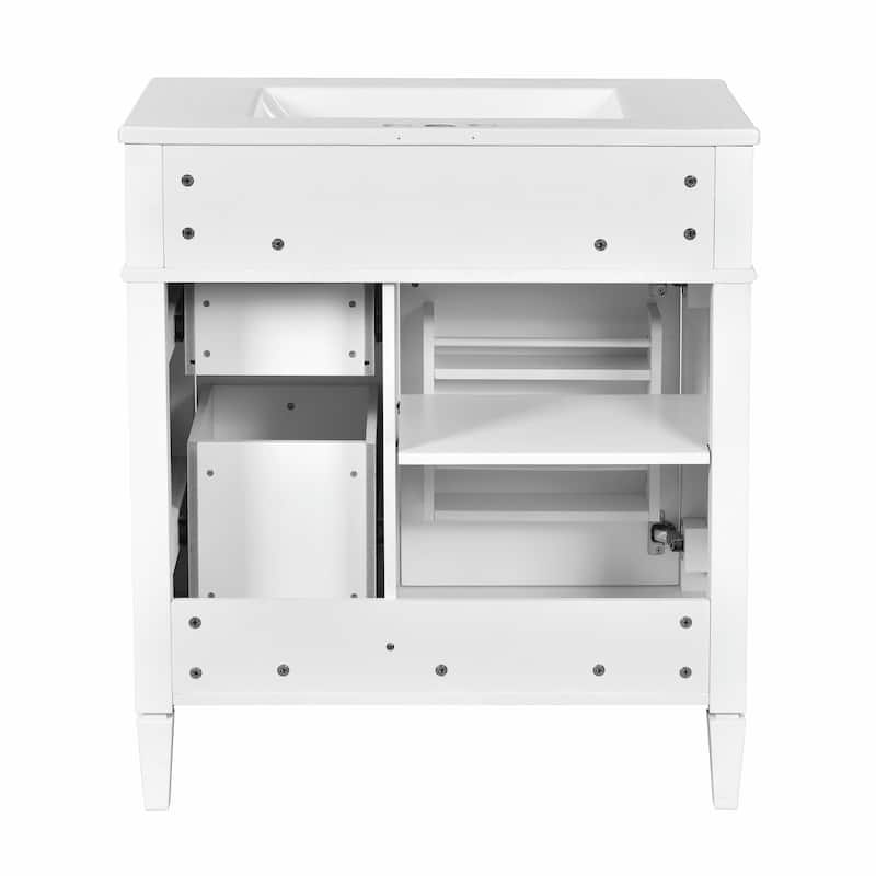 30" Bathroom Vanity with Mirror, Sink, and Storage Cabinet