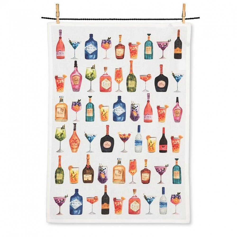 Bottles & Cocktails Tea Towel