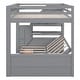 preview thumbnail 14 of 13, Gray Full Futon Bunk Beds with Staircase and Bedside Table Can be Swapped Left Right, Lower Bed Convertible Daybed with Drawers