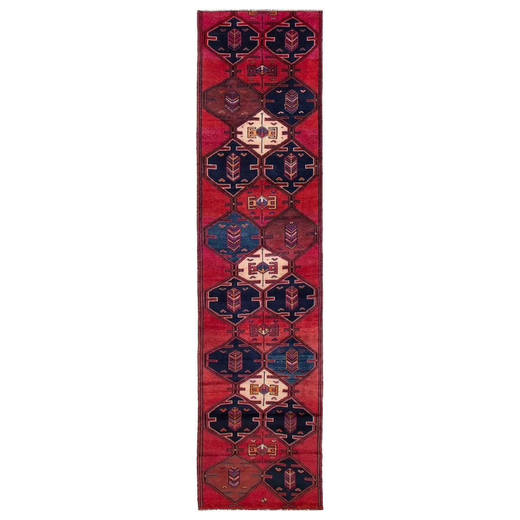 ECARPETGALLERY Hand-knotted Melis Vintage Red Wool Rug - 3'2 x 13'1