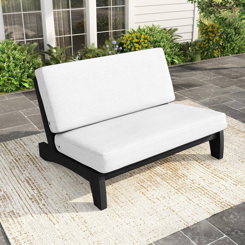 Patio Teak Wood Outdoor Loveseat with Cushion