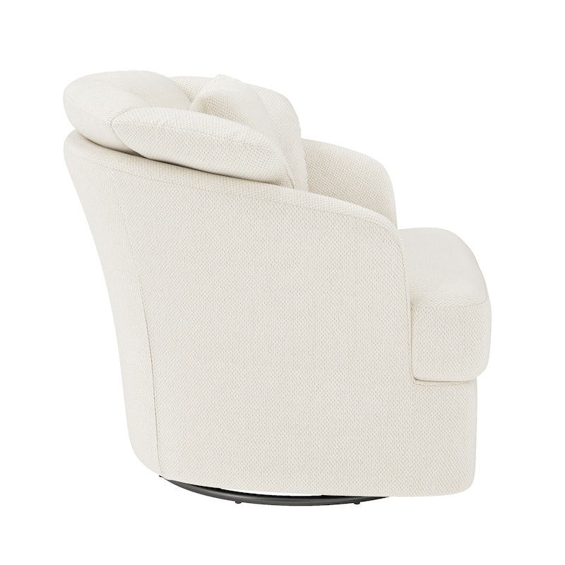 Upholstered Swivel Accent Chair Barrel Armchair Metal Frame with Pillows Living Room Chair