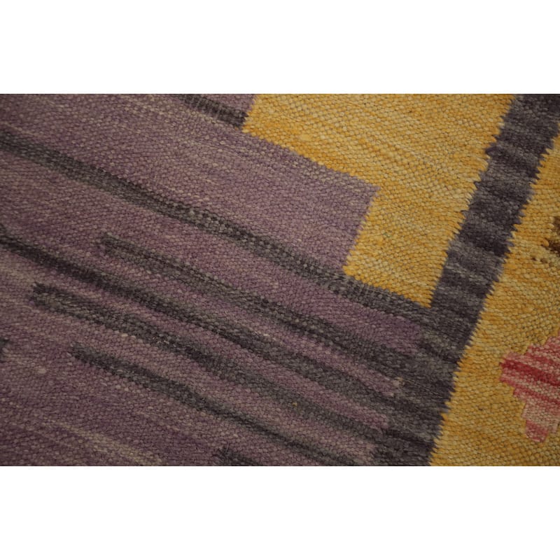 Hand Woven Oriental 100% Wool Carpet Southwestern Tribal Yellow & Gold Kilim Area Rug - 5' 1'' X 3' 3''