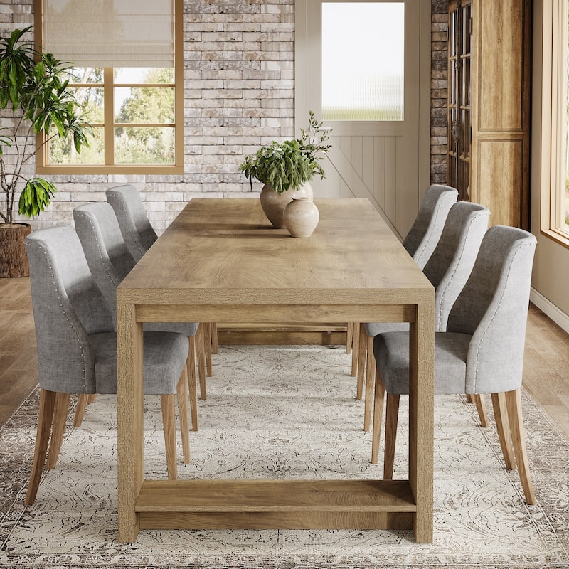 86.61 Inch Extra Long Wood Dining Table Kitchen Table for 6-8