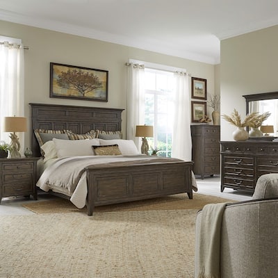 Liberty Furniture Paradise Valley King Panel Bed, Dresser & Mirror, Chest, Night Stand