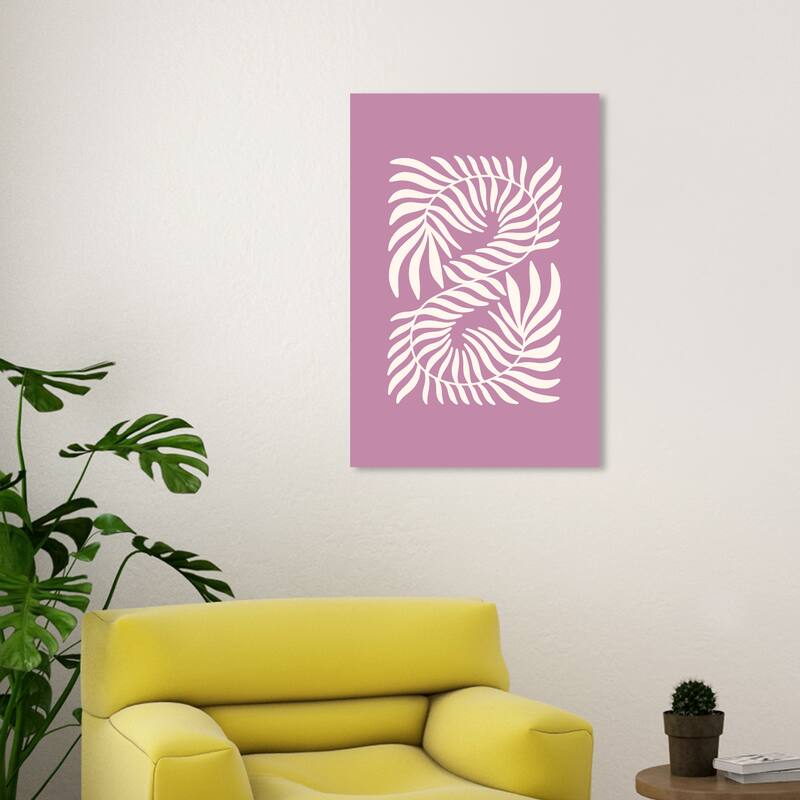 Wynwood Studio Canvas Abstract Ferns in Mauve Harmony Purple and Light Purple Modern & Contemporary Wall Art Canvas Print - 20 x 30