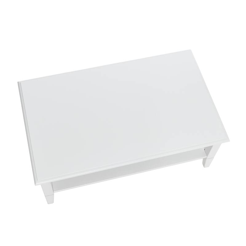 Coffee Table with Storage Shelf and Solid Wood Legs