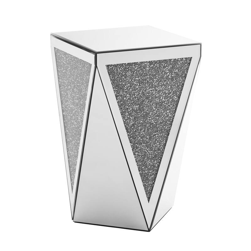13.8" Modern Mirrored Square Side Table with Sturdy Base for Living Room and Bedroom