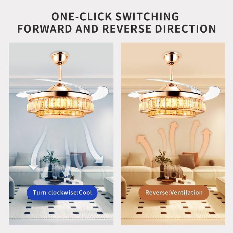 Urbanest 42 Inch Retractable Ceiling Fans with Lights, Modern LED Ceiling Fan Lights with Remote Control