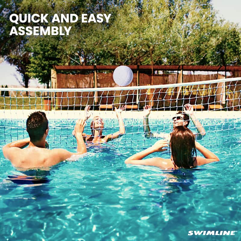Swimline Inground Swimmng Pool 34 Inch Wide Volleyball Net and Ball Game Set - 18