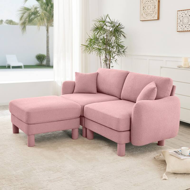 2-seater Loveseat Sofa Couch With Distinctive Shell-shaped Armrests And Removable Ottoman