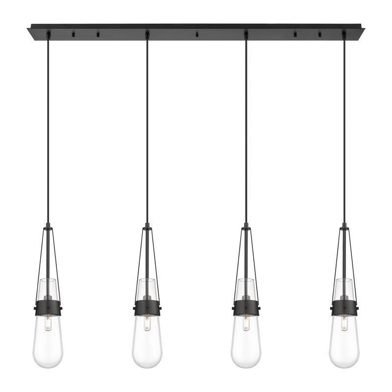 Innovations Lighting Milan - 4 Light 4" Cord Hung Linear Pendant - Clear/Matte Black