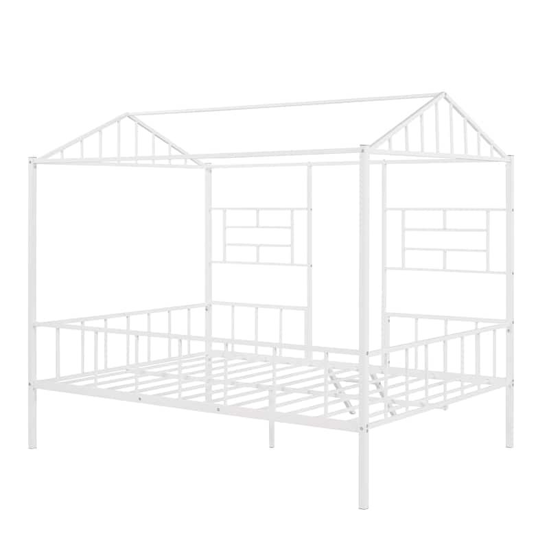 Metal House Bed Frame with Slatted Support