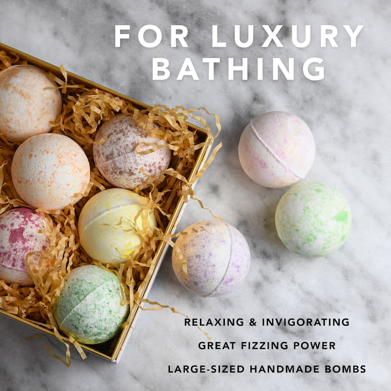 Lovery Marble Bath Bombs Set, 9 Handmade Bubble Bombs Gift Box - Multi-Scented - 9 pc