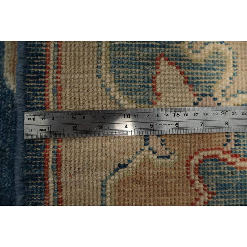 Hand Knotted Oriental 100% Wool Carpet Transitional All-Over Navy Blue & Blues Oushak Area Rug - 9' 10'' X 8' 2''