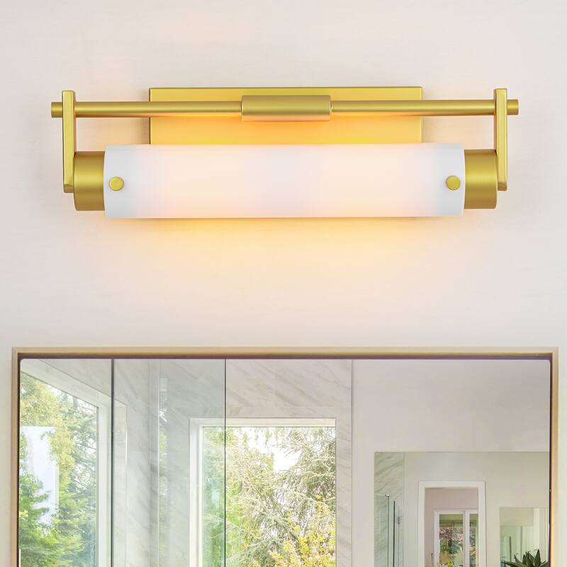 2-Light Modern Transitional Gold Acrylic Vanity Wall Sconce for Bathroom & Bedroom - 1 Light