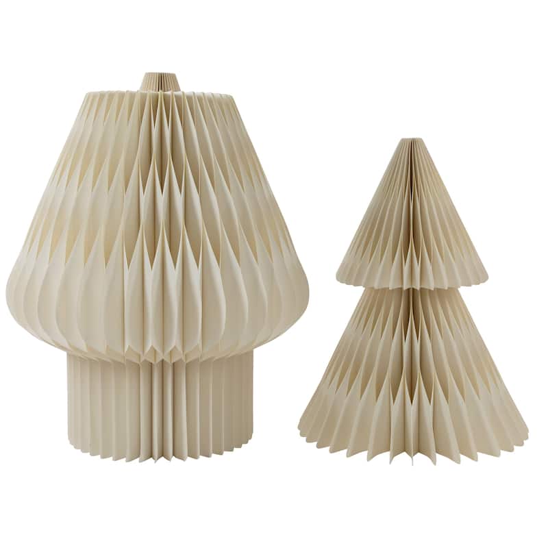 Tall Paper Accordion Honeycomb Foldable Christmas Tree - 4' - Cream