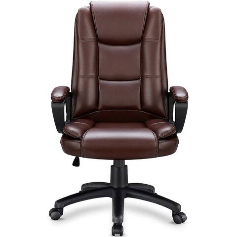 Brown Leather Executive Chair with Lumbar Support - 46.4" X 24.53" X 23.82"
