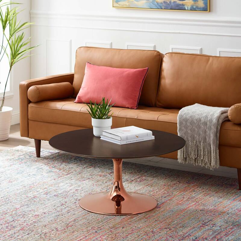 Lippa Round Wood Coffee Table - Rose Cherry Walnut - 36"