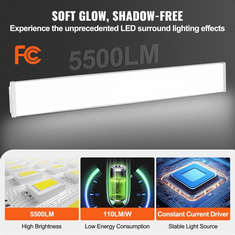 4FT LED Wraparound Light, Flush Mount LED Shop Light, Daylight LED Kitchen Ceiling Lighting Fixtures, for Garage Office
