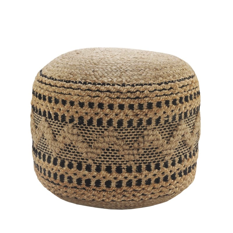 HomeRoots 18" Tan Geometric Pouf Ottoman